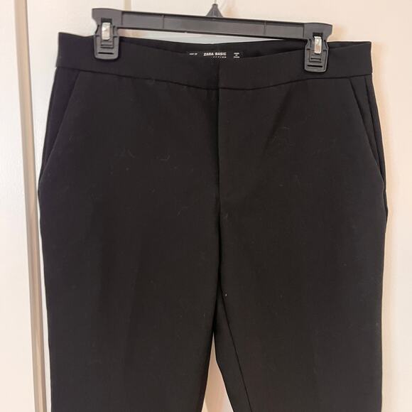 Zara Basic Collection Black High Rise Flat Front Trouser Pants Size 6 - Picture 3 of 10